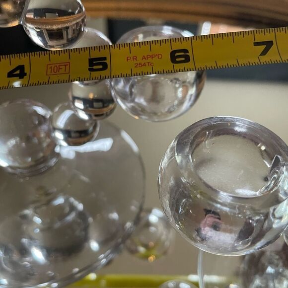 Bubble Glass Double Taper Candle Holders x 2 - Picture 4 of 12